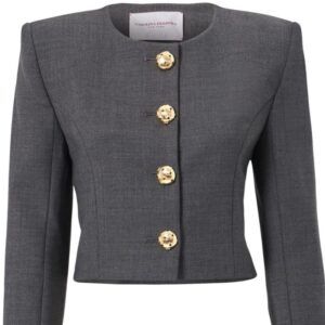 Cropped Collarless Jacket